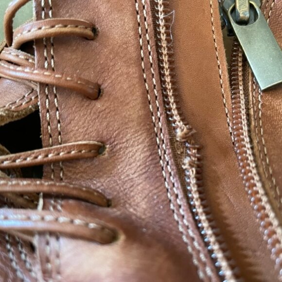 Chocolat Blu Leather Brown Boho Ankle Booties Broken Zipper - Picture 2 of 12